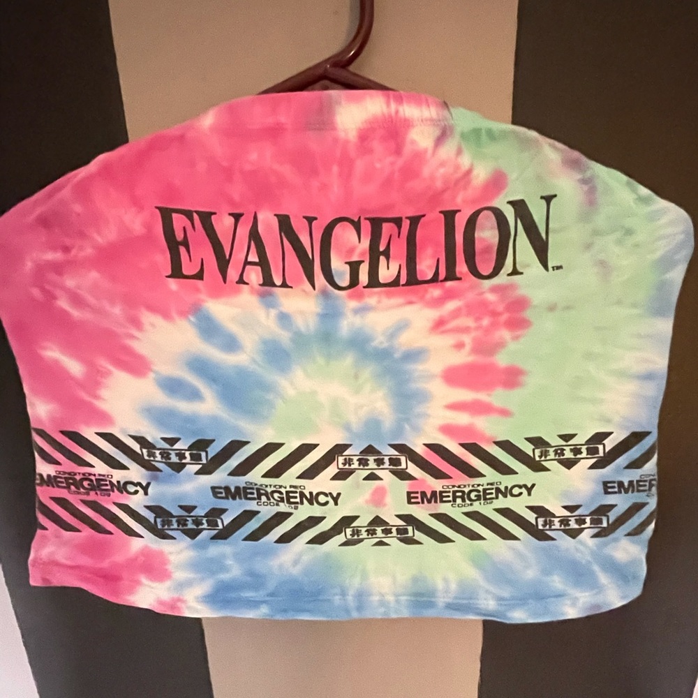 Hot Topic Tie-Dye Evangelion Tube Crop Top NWOT